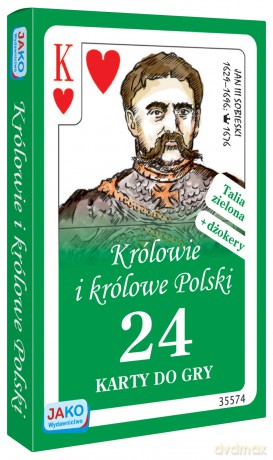 Karty do gry Królowie i królowe Polski 24 listki talia zielona [KARTY]