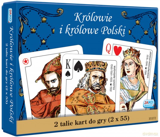 Karty do gry królowie i królowe Polski 2x55 listków [KARTY]