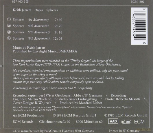 Keith Jarrett - Organ: Spheres [CD]