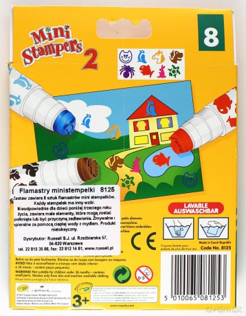 Flamastry mini stempelki 8 szt. [ZABAWKA]