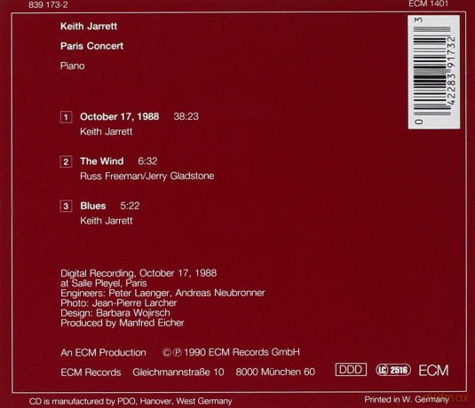 Keith Jarret: Paris Concert [CD]