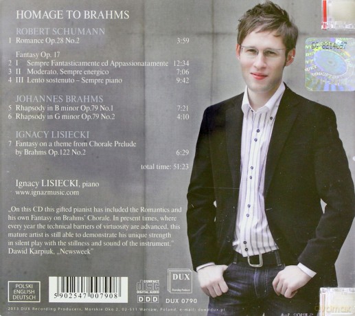 ignacy lisiecki: homage to brahms [cd]