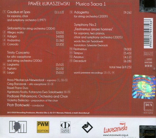 Paweł Łukaszewski: Musica Sacra 1 [CD]