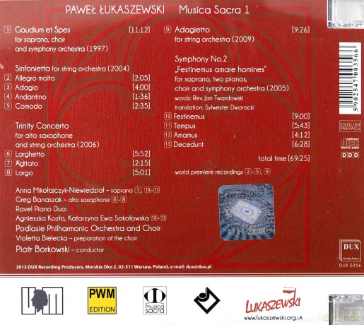 Paweł Łukaszewski: Musica Sacra 1 [CD]