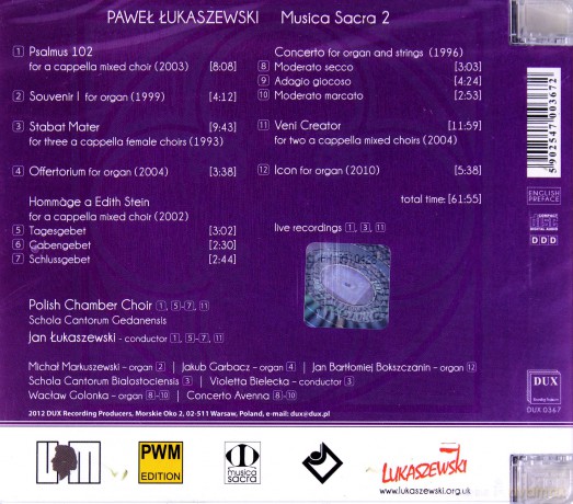 Pawel Łukaszewski: Musica Sacra 2 [CD]