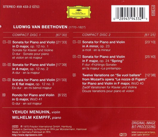 Kempff Menuhin: Beethoven: Sonatas [2CD]