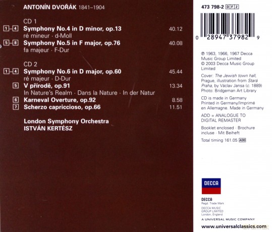 Kertesz Lso: Dvorak Symp.4&6 [CD]