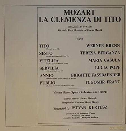 Kertesz: Mozart:La Clemenza Di Tito [CD]