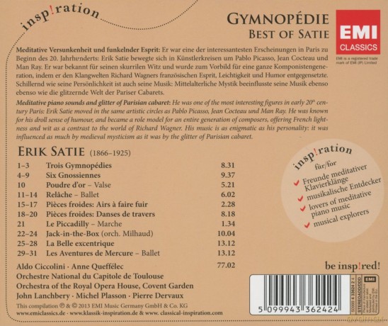 Queffelec: Gymnodpedie: Best Of Satie [CD]