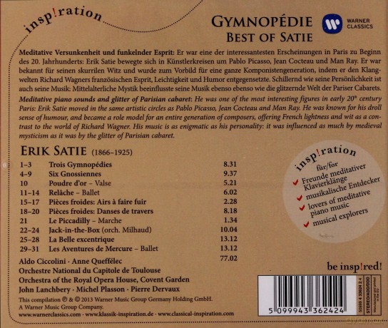Queffelec: Gymnodpedie: Best Of Satie [CD]