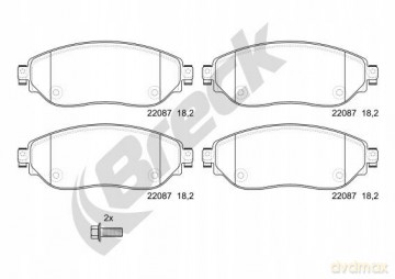 Zestaw klocków hamulcowych, hamulce tarczowe Breck 22087 00 703 00 Opel Renault Fiat Nissan