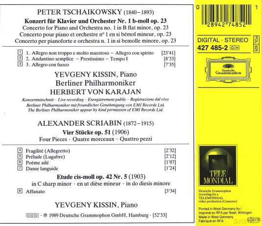 Kissin Karajan: Tchaikovsky:Pno Cto 1 + [CD]