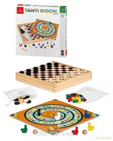 Drewniane gry rodzinne i planszowe 20 w 1 [GRA]