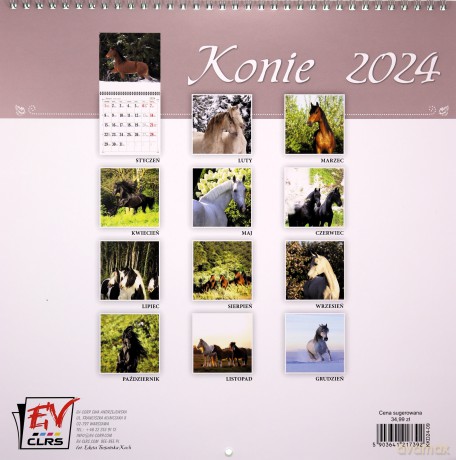 Kalendarz 2024 30x60 13 plansz Konie [KALENDARZ]