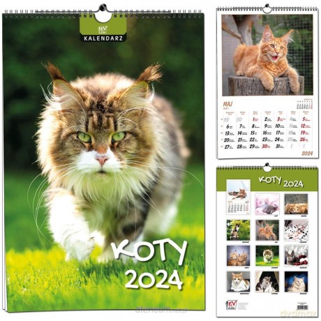 Kalendarz 2024 B3 7 plansz Koty [KALENDARZ]