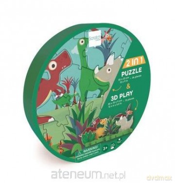 Puzzle 2w1 2D i 3D scenografia Dinozaury [PUZZLE]