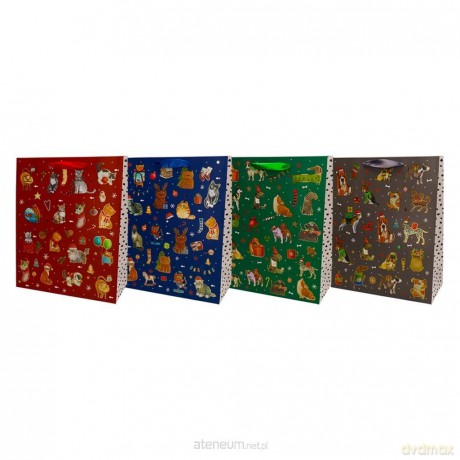 Torba prezentowa 26x32cm Świąteczne psy mix