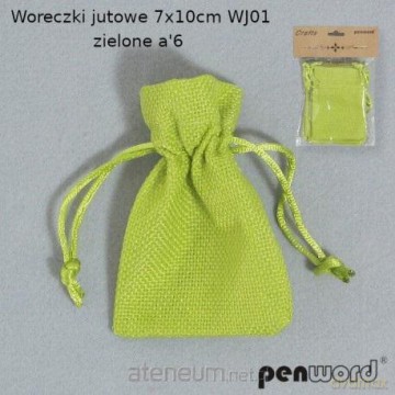 Woreczki jutowe zielone 7x10cm 6szt