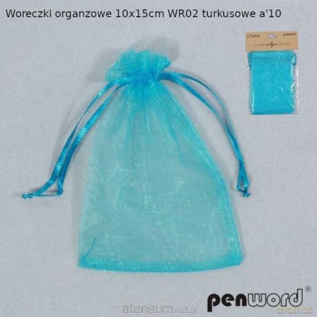 Woreczki organzowe turkusowe 15x10cm 10szt