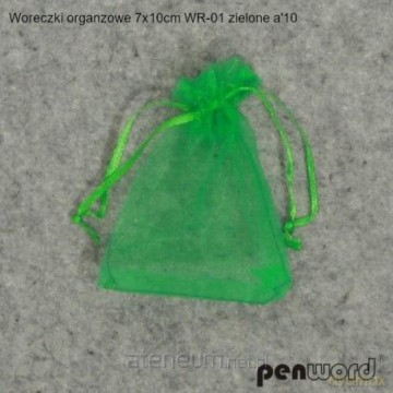 Woreczki organzowe zielone 7x10cm 10szt