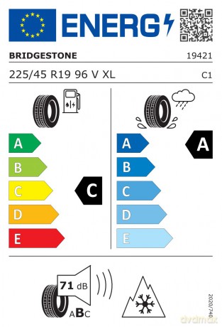 Bridgestone Weather Control A005 Evo 225/45R19 96 V przyczepność na śniegu (3PMSF), rant ochronny, wzmocnienie (XL)