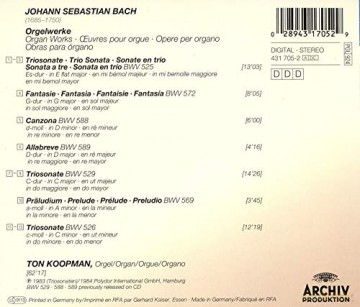 Koopman: Bachjs:Organ Works [CD]