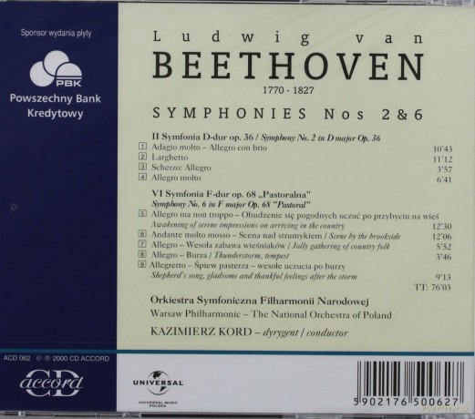 Kord/Warsaw Philharmonic: Ludwig Van Beethoven Sym.2,6 [CD]