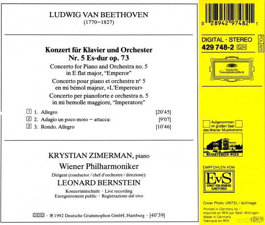 Krystian Zimerman: Beethoven - Piano Concerto No.5 [CD]