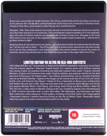 Fist Of Fury (Limited Edition) (Wściekłe pięści) [Blu-Ray 4K]