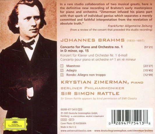 Krystian Zimerman: Brahms: Piano Concerto No.1 [CD]