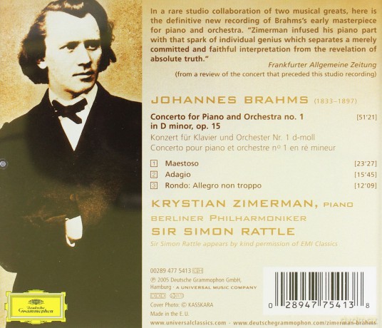 Krystian Zimerman: Brahms: Piano Concerto No.1 [CD]