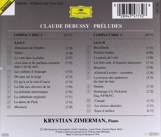 Krystian Zimerman: Debussy- Preludes [2CD]