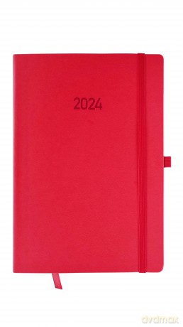Kalendarz 2024 flex z gumką A5 tygodniowy V4 czerwony [KALENDARZ]