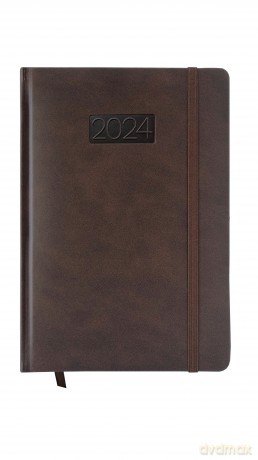 Kalendarz 2024 lux z gumką A5 tygodniowy V3 kawowy [KALENDARZ]