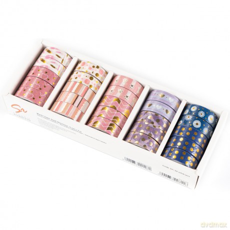 Washi Tape Gold Narcissus SET 4 display mix 25 sztuk