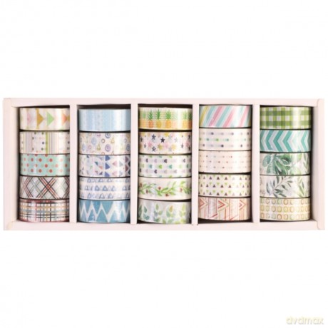 Washi Tape Narcissus SET1 klasyczna display mix 25 sztuk