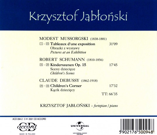 Krzysztof  Jabłoński: Mussorgsky Obrazki Z Warszawy [CD]
