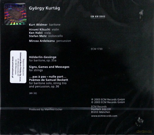 Kurt Widmer: Kurtag Gyorgy Signs Games [CD]