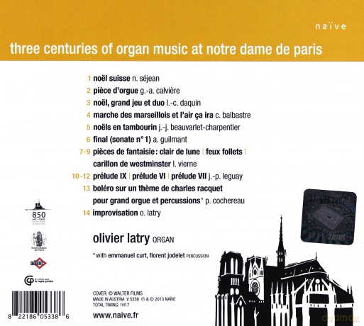 Olivier Latry: Three Centuries Of Organ Music (digipack) [CD]