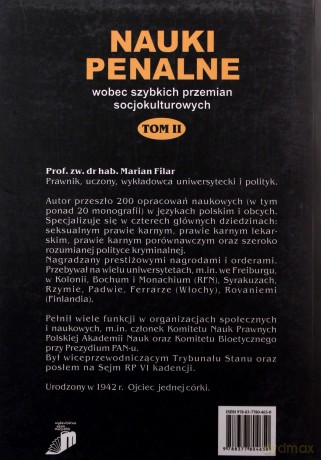 Nauki penalne wobec szybkich przemian socjokulturowych. Księga jubileuszowa Profesora Mariana Filara TOM II [KSIĄŻKA]