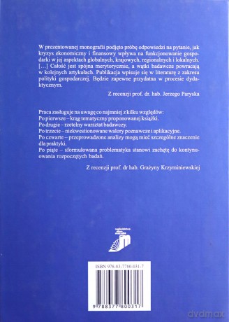 Kryzys ekonomiczny a przestrzenny i funkcjonalny wymiar polityki gospodarczej [KSIĄŻKA]
