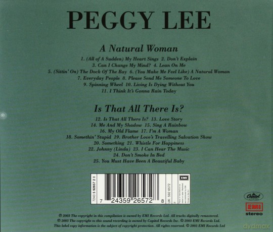 Lee, Peggy: A Natural Woman/Is That All There Is [CD]