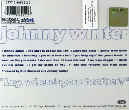 Winter, Johnny: Hey Wheres My Brother [CD]