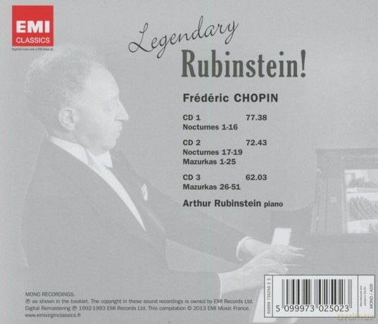 Rubinstein: Legendary Rubinstein - Chopin [3CD]