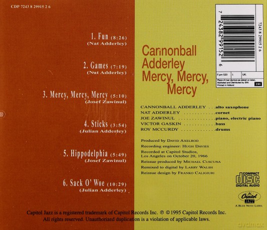 Adderley, Cannonball: Mercy, Mercy, Mercy! Live At The Club [CD]