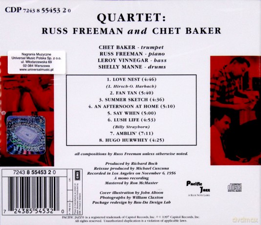 Baker, Chet And Russ Freeman: Quartet: Russ Freeman And Chet Baker [CD]