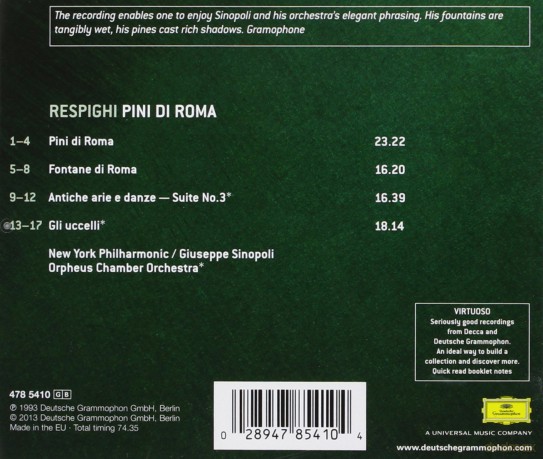 Giuseppe Sinopoli: Respighi: Pini Di Roma (virtuoso) [CD]