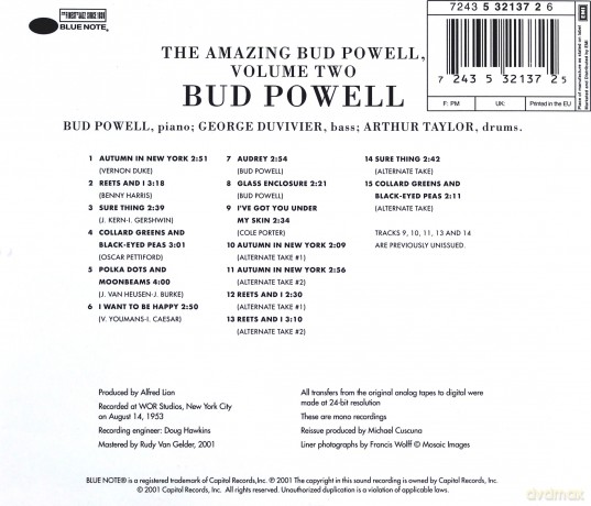 Powell, Bud: The Amazing Bud Powell Vol 2 - Rvg [CD]