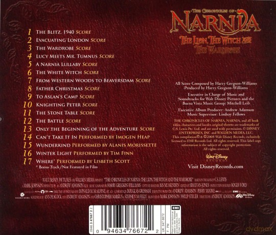 The Chronicles of Narnia: The Lion, the Witch And The Wardrobe soundtrack (Opowieści z Narnii: Lew, Czarownica i Stara Szafa) [CD]