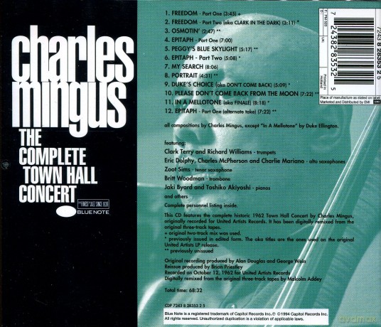 Mingus, Charles: The Complete Town Hall Concert [CD]